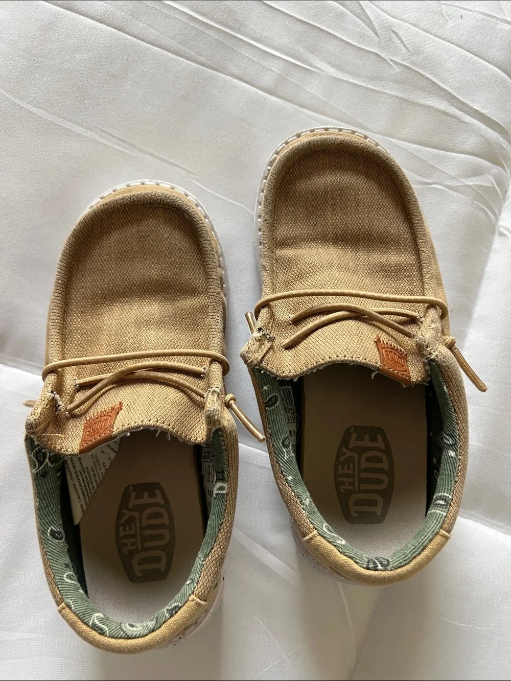 Hey Dude Kids Tan Canvas Slip-On Shoes